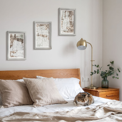 3-piece wall art set Abstract patterns in shades of white and brown