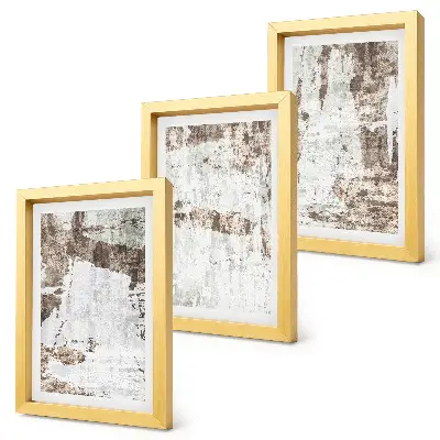 3-piece wall art set featuring abstract patterns in shades of white and brown