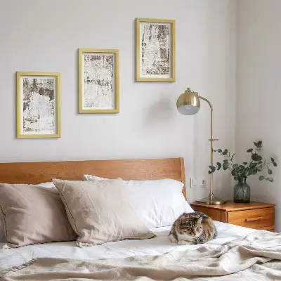 3-piece wall art set featuring abstract patterns in shades of white and brown