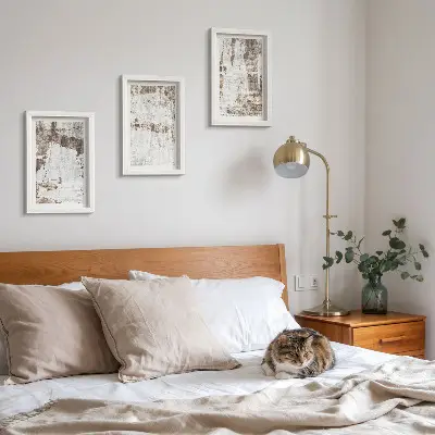 3-piece wall art set featuring abstract patterns in shades of white and brown