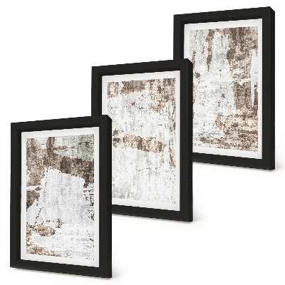 3-piece wall art set Abstract patterns in shades of white and brown