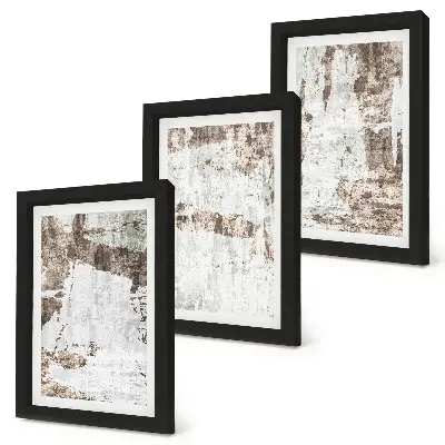 3-piece wall art set featuring abstract patterns in shades of white and brown