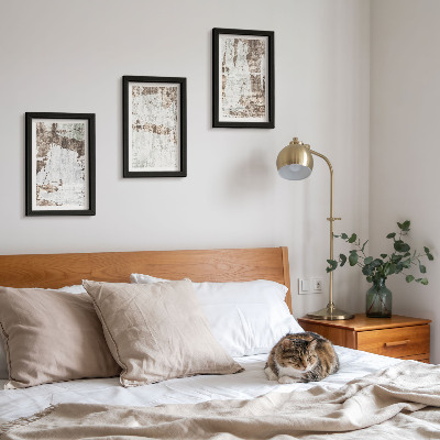3-piece wall art set Abstract patterns in shades of white and brown