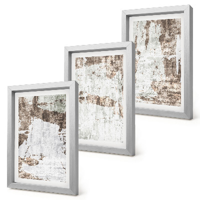 3-piece wall art set Abstract patterns in shades of white and brown