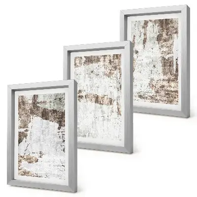 3-piece wall art set featuring abstract patterns in shades of white and brown