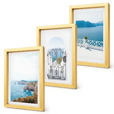 Photo frame wall gallery set sea view with Greek architecture print