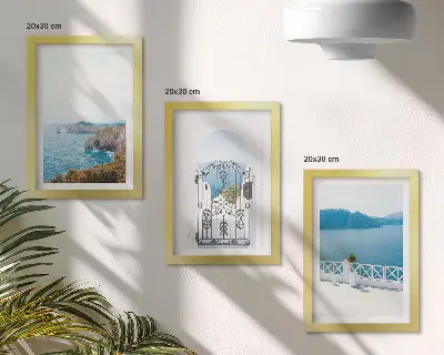 Photo frame wall gallery set sea view with Greek architecture print