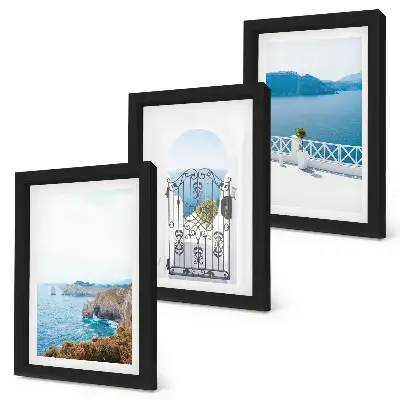 Photo frame wall gallery set sea view with Greek architecture print