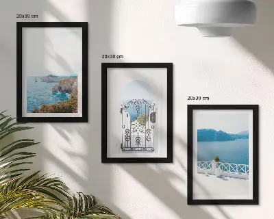 Photo frame wall gallery set sea view with Greek architecture print