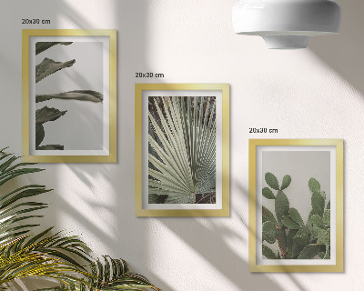 Framed triptych Leaves of tropical plants in pastel colors