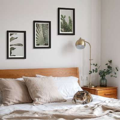 Framed triptych Leaves of tropical plants in pastel colors