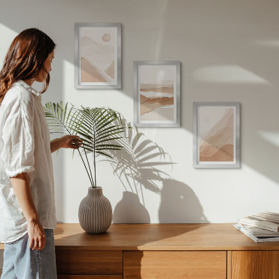Photo frame wall Abstract landscapes in shades of brown and beige