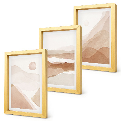 Photo frame wall Abstract landscapes in shades of brown and beige
