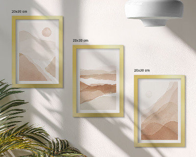 Photo frame wall Abstract landscapes in shades of brown and beige