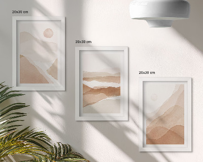 Photo frame wall Abstract landscapes in shades of brown and beige