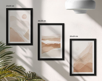 Photo frame wall Abstract landscapes in shades of brown and beige