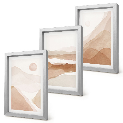 Photo frame wall Abstract landscapes in shades of brown and beige