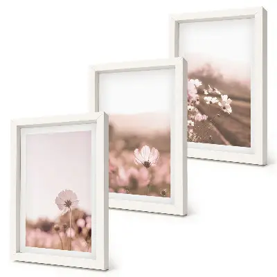 Wildflowers in summer meadows landscape triptych framed