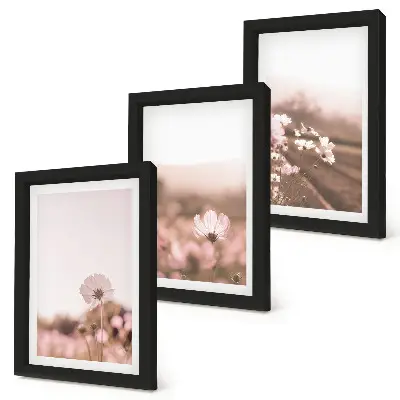 Wildflowers in summer meadows landscape triptych framed