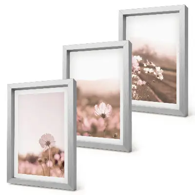 Wildflowers in summer meadows landscape triptych framed
