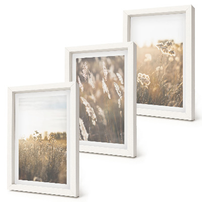 3-piece wall art set A landscape with grasses and flowers in warm shades