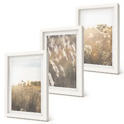 3-piece wall art set landscape with grasses and flowers in warm shades