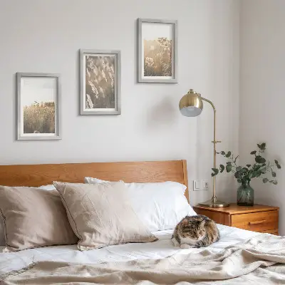 3-piece wall art set landscape with grasses and flowers in warm shades