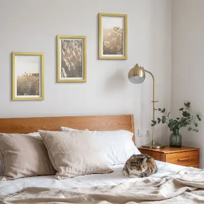 3-piece wall art set landscape with grasses and flowers in warm shades