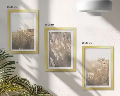 3-piece wall art set landscape with grasses and flowers in warm shades
