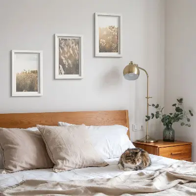 3-piece wall art set landscape with grasses and flowers in warm shades