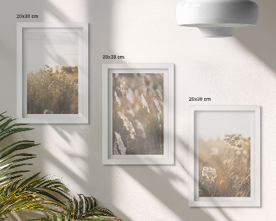 3-piece wall art set A landscape with grasses and flowers in warm shades