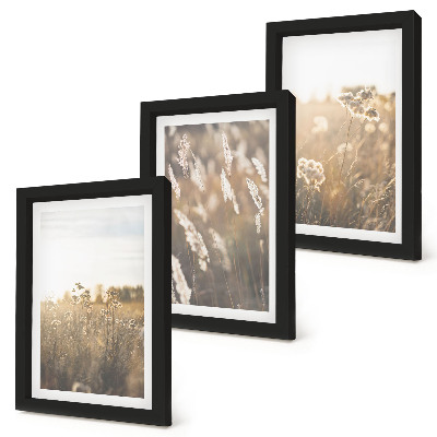 3-piece wall art set A landscape with grasses and flowers in warm shades
