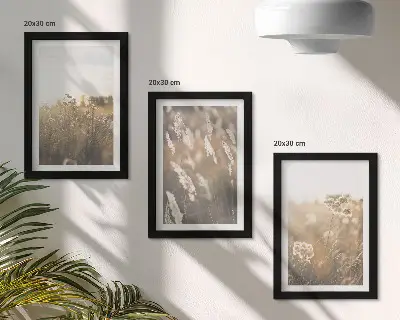 3-piece wall art set landscape with grasses and flowers in warm shades