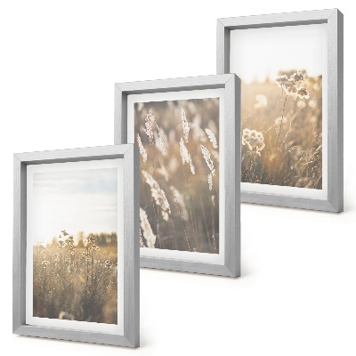 3-piece wall art set A landscape with grasses and flowers in warm shades