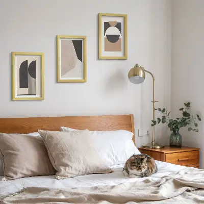 Photo frame wall Abstract shapes in shades of beige and brown