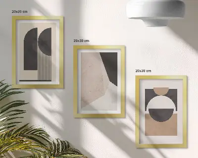 Photo frame wall Abstract shapes in shades of beige and brown