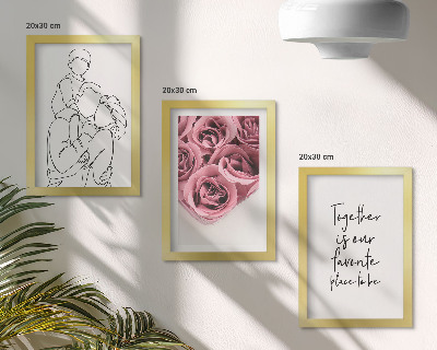 Framed triptych Family lineart rose bouquets inscription home