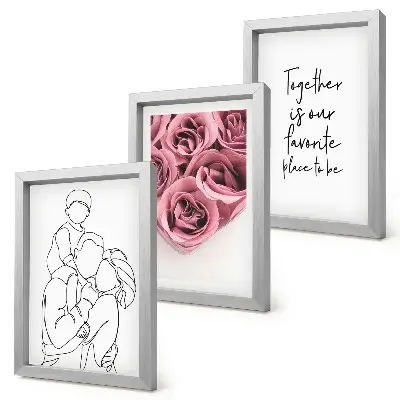 Framed triptych rose bouquet line art with personalized family inscription