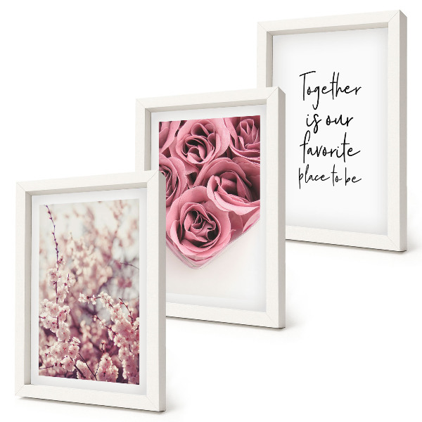 3-piece wall art set Flowers and bouquets of roses with a homemade inscription
