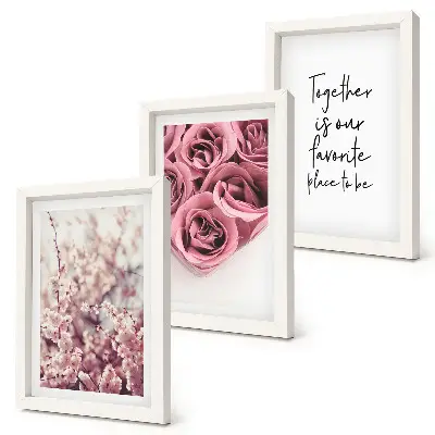 3-piece wall art set featuring flowers and rose bouquets with a homemade inscription