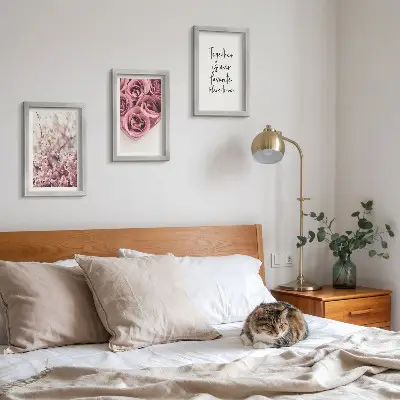 3-piece wall art set featuring flowers and rose bouquets with a homemade inscription