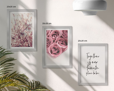 3-piece wall art set Flowers and bouquets of roses with a homemade inscription