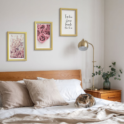 3-piece wall art set Flowers and bouquets of roses with a homemade inscription