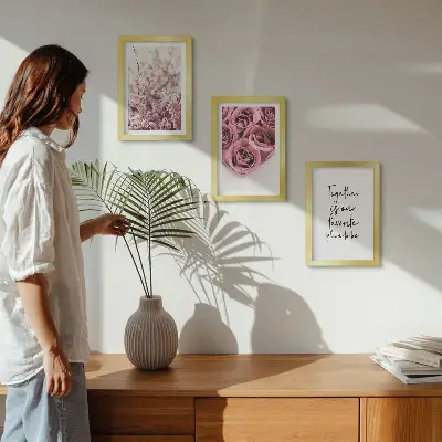 3-piece wall art set featuring flowers and rose bouquets with a homemade inscription