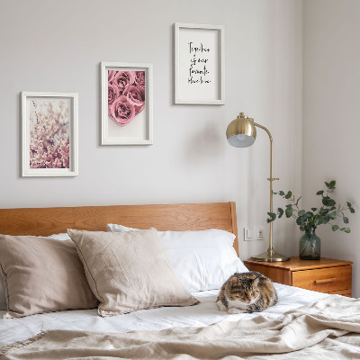 3-piece wall art set Flowers and bouquets of roses with a homemade inscription