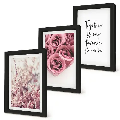 3-piece wall art set featuring flowers and rose bouquets with a homemade inscription