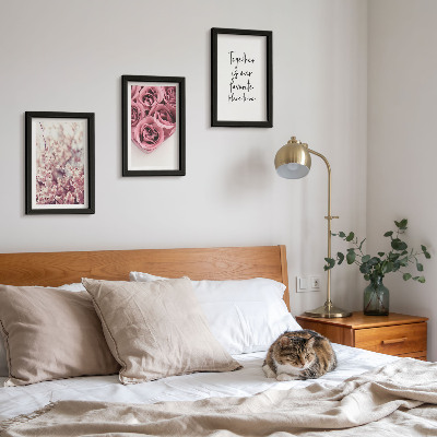 3-piece wall art set Flowers and bouquets of roses with a homemade inscription