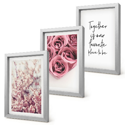 3-piece wall art set Flowers and bouquets of roses with a homemade inscription