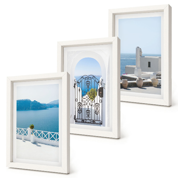 3-piece wall art set Sea views with white buildings Greece