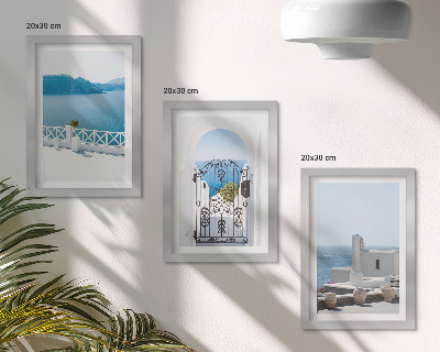 3-piece wall art set Sea views with white buildings Greece